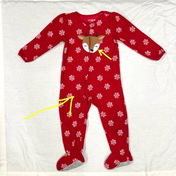 ❤️4 for $20 ❤️ Carter's Girls Snowflake Fleece Zip Footed Sleeper Pajamas Sz 3T - Picture 2 of 14